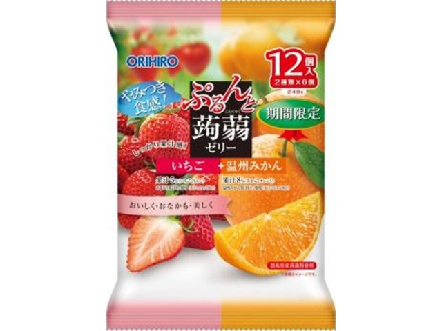 ぷるんと蒟蒻ゼリーパウチ いちご+温州みかん12個【09/08 新商品】