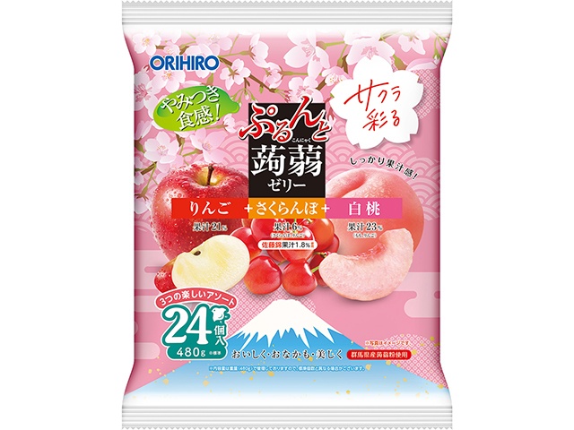 オリヒロ サクラ彩るぷるんと蒟蒻ゼリーパウチ24個【01/19 新商品】