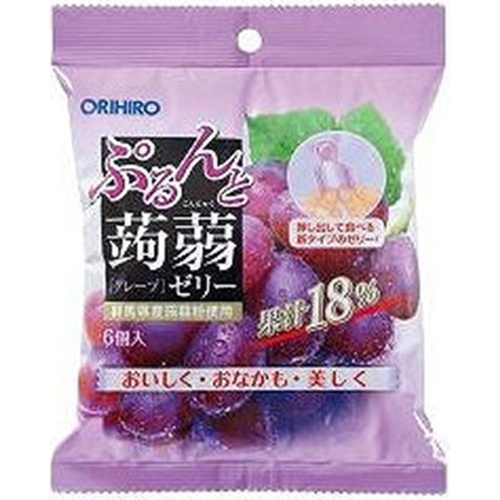 オリヒロ ぷるんと蒟蒻ゼリーパウチグレープ 6個