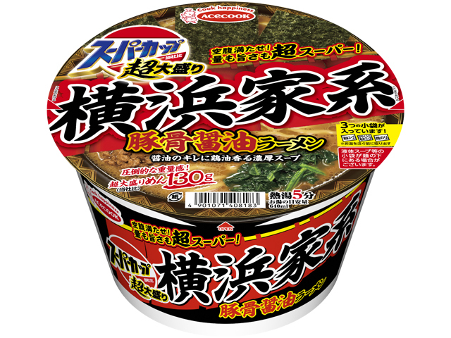 エース 超大盛りスーパー横浜家系豚骨醤油ラーメン【09/08 新商品】
