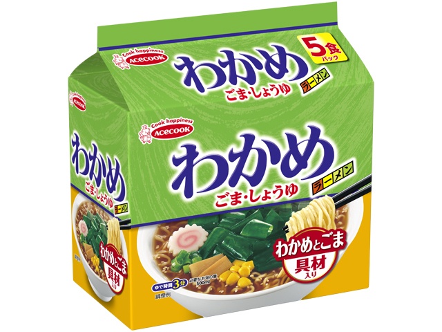 ◆エース わかめラーメンごま・しょうゆ5食パック【02/23 新商品】
