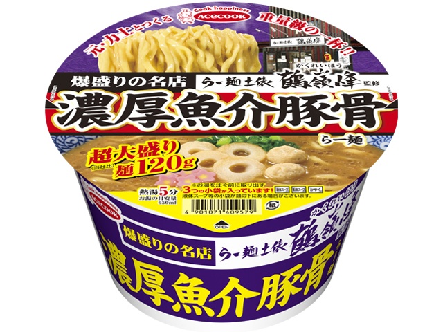 エース 爆盛りの名店鶴嶺峰 濃厚魚介豚骨らー麺【03/02 新商品】