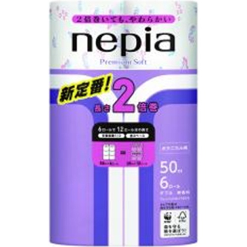 ネピア プレミアムトイレ2倍巻き6RWプリント