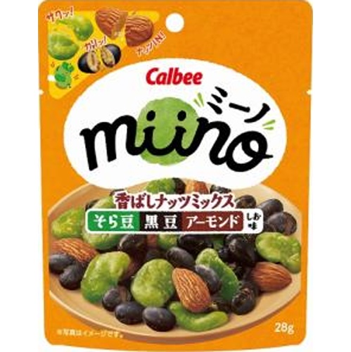 カルビー Miinoそら豆 28g 黒豆アーモンド【04/28 新商品】