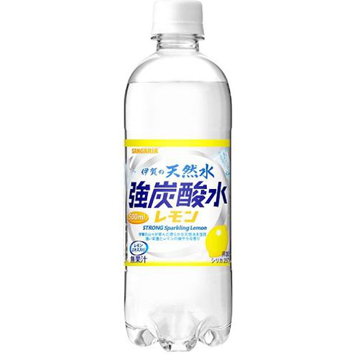 サンガリア 伊賀の天然水強炭酸水レモンP500ml
