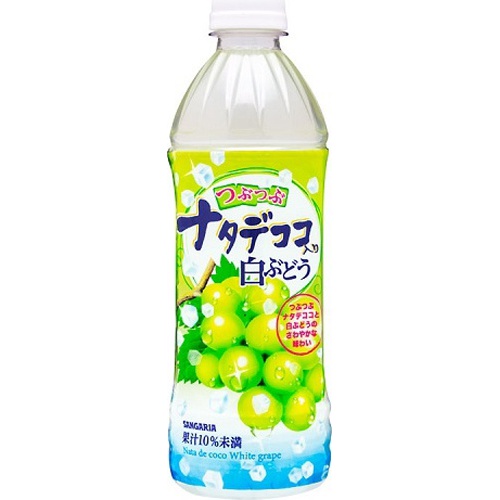 サンガリア つぶつぶナタデココ入り白ぶどうp500 商品紹介 お菓子 駄菓子の仕入れや激安ネット通販なら菓子卸問屋タジマヤ