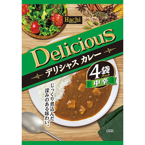 ハチ食品 デリシャスカレー中辛 170g×4P